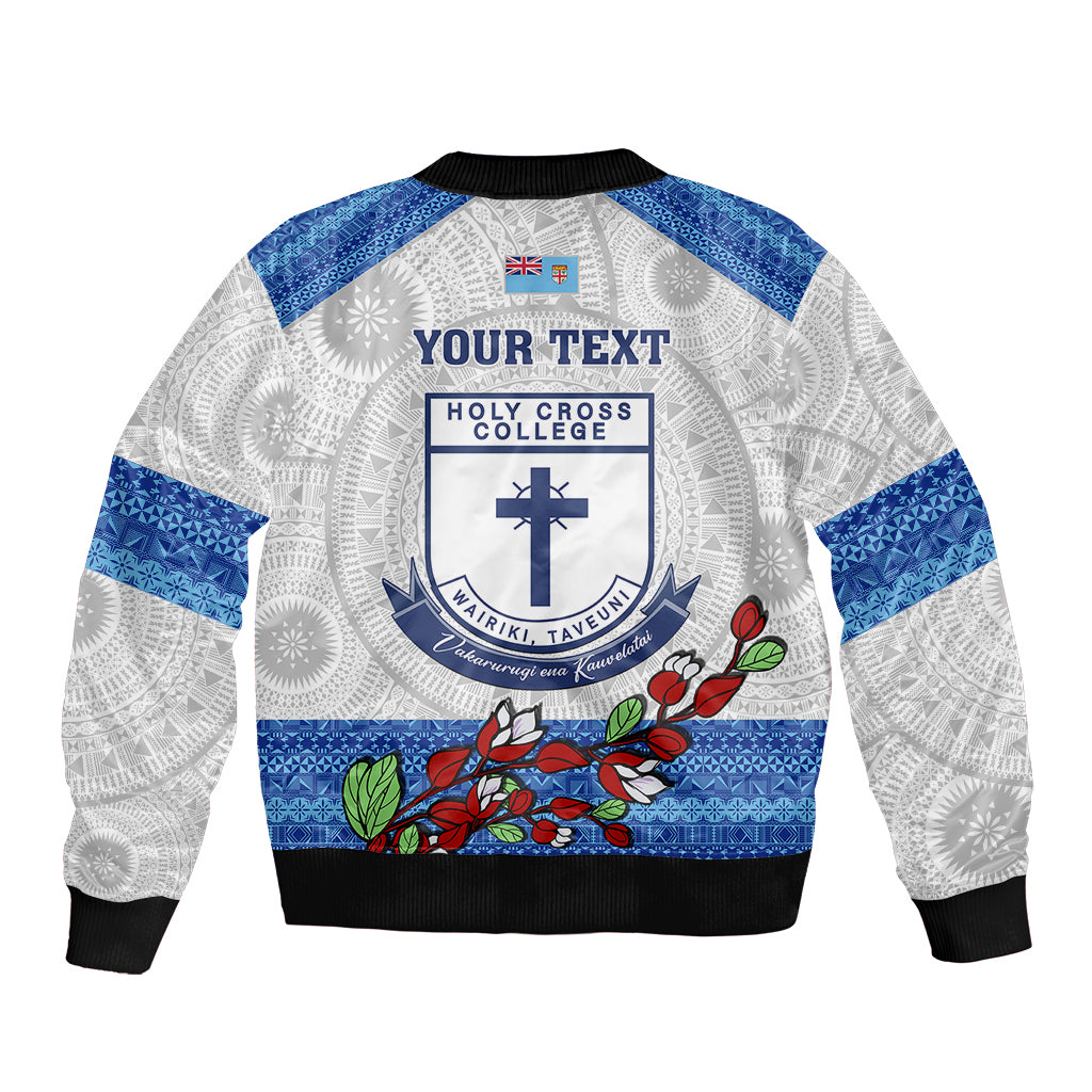 personalised-fiji-holy-cross-college-sleeve-zip-bomber-jacket-happy-50th-anniversary-fijian-tagimoucia-tapa-pattern