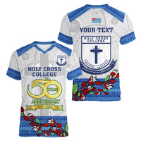 personalised-fiji-holy-cross-college-women-v-neck-t-shirt-happy-50th-anniversary-fijian-tagimoucia-tapa-pattern