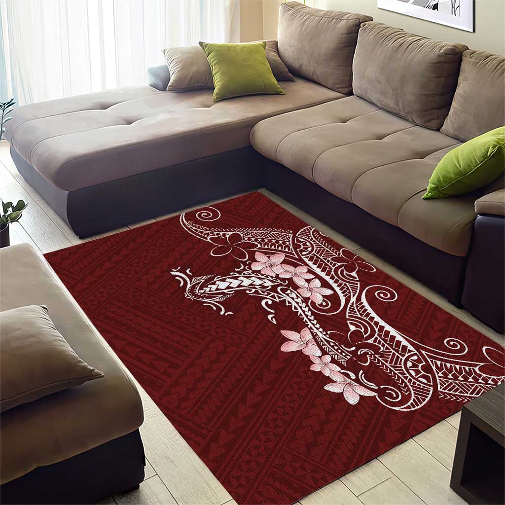 Oxblood Hawaii Area Rug Hammerhead Shark Tattoo Curve Polynesian - Polynesian Pride