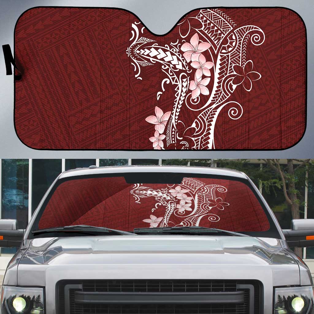 Oxblood Hawaii Auto Sun Shade Hammerhead Shark Tattoo Curve Polynesian - Polynesian Pride