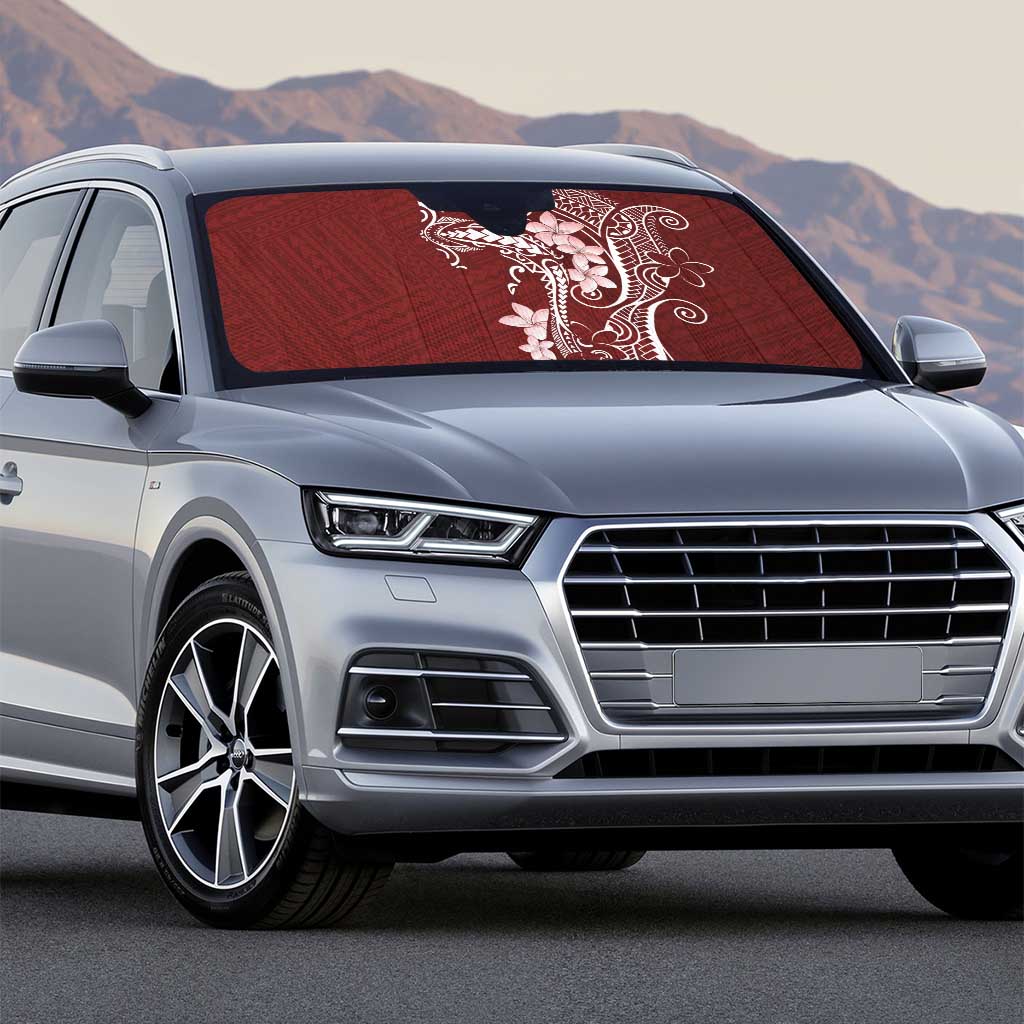 Oxblood Hawaii Auto Sun Shade Hammerhead Shark Tattoo Curve Polynesian - Polynesian Pride