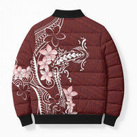 Oxblood Hawaii Bomber Puffer Jacket Hammerhead Shark Tattoo Curve Polynesian - Polynesian Pride