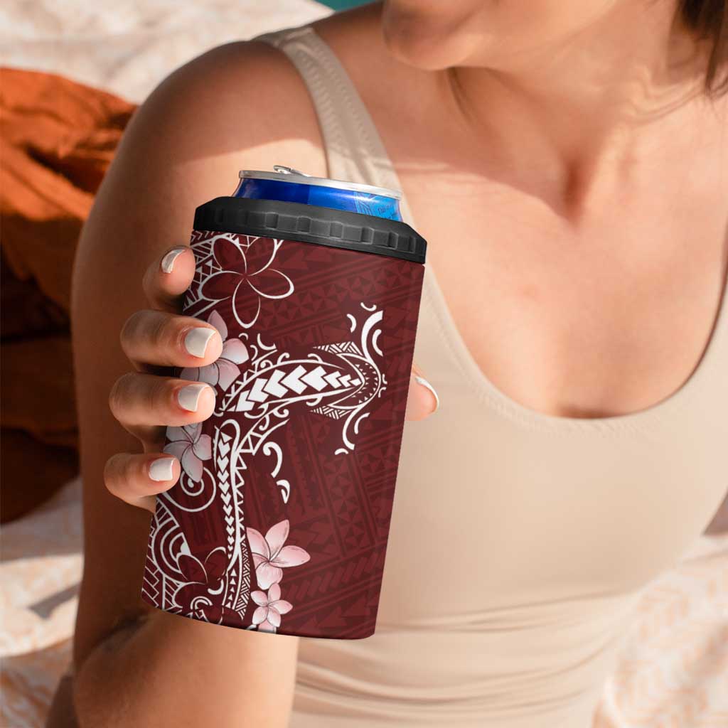 Oxblood Hawaii 4 in 1 Can Cooler Tumbler Hammerhead Shark Tattoo Curve Polynesian - Polynesian Pride