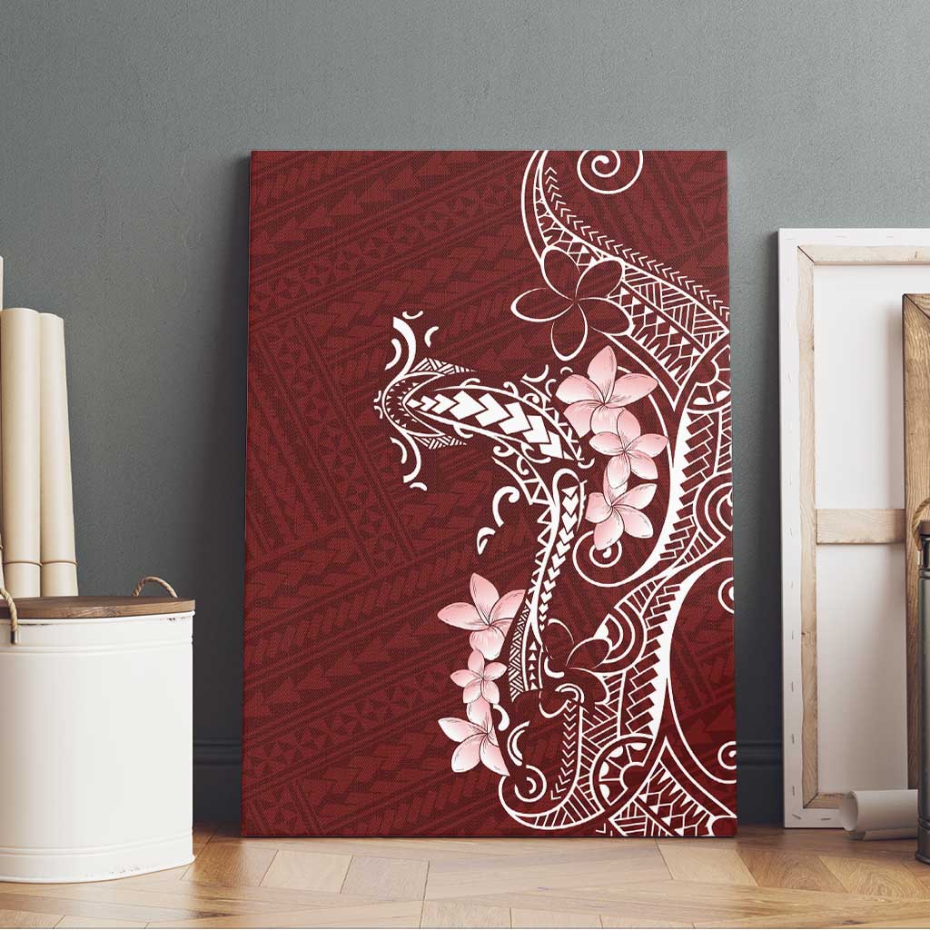 Oxblood Hawaii Canvas Wall Art Hammerhead Shark Tattoo Curve Polynesian - Polynesian Pride