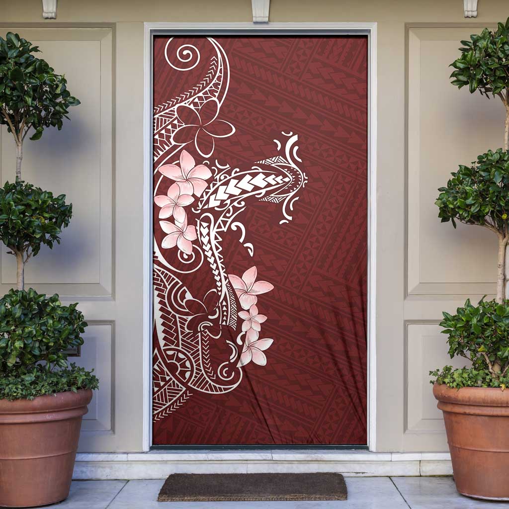 Oxblood Hawaii Door Cover Hammerhead Shark Tattoo Curve Polynesian - Polynesian Pride