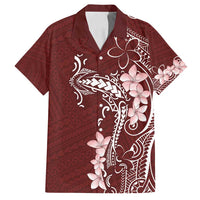Oxblood Hawaii Family Matching Off Shoulder Maxi Dress and Hawaiian Shirt Hammerhead Shark Tattoo Curve Polynesian - Polynesian Pride
