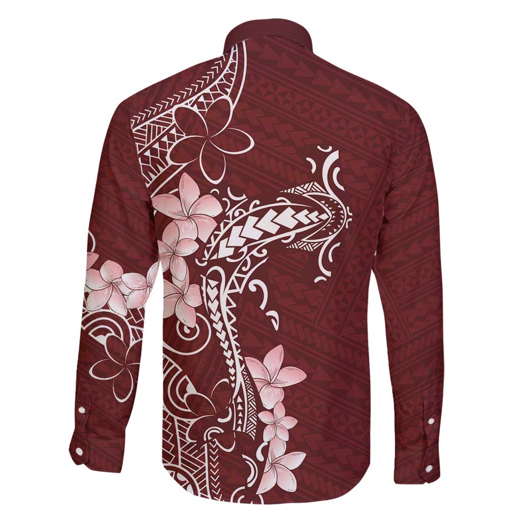 Oxblood Hawaii Family Matching Off Shoulder Maxi Dress and Hawaiian Shirt Hammerhead Shark Tattoo Curve Polynesian - Polynesian Pride