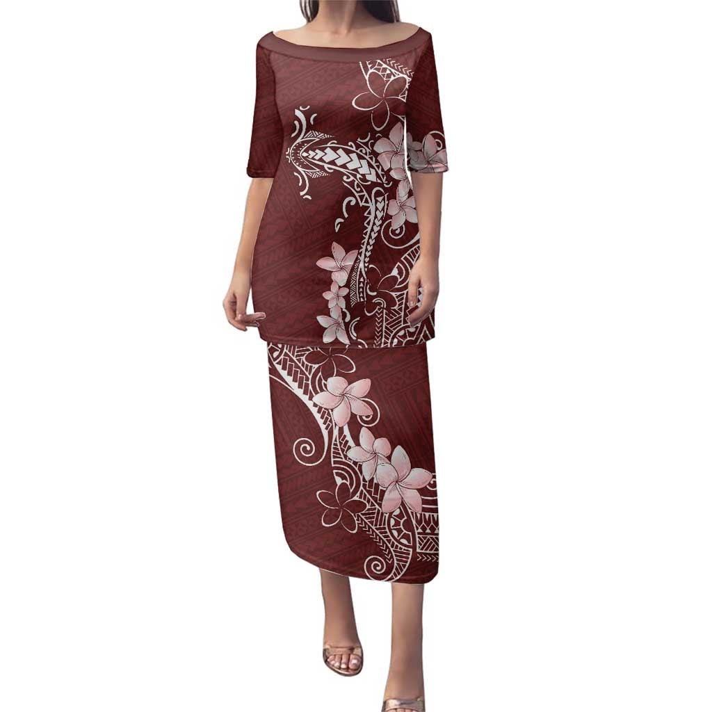 Oxblood Hawaii Family Matching Puletasi and Hawaiian Shirt Hammerhead Shark Tattoo Curve Polynesian - Polynesian Pride