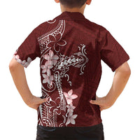 Oxblood Hawaii Family Matching Summer Maxi Dress and Hawaiian Shirt Hammerhead Shark Tattoo Curve Polynesian - Polynesian Pride