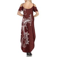 Oxblood Hawaii Family Matching Summer Maxi Dress and Hawaiian Shirt Hammerhead Shark Tattoo Curve Polynesian - Polynesian Pride