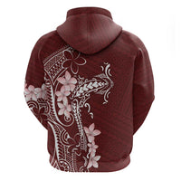 Oxblood Hawaii Hoodie Hammerhead Shark Tattoo Curve Polynesian - Polynesian Pride