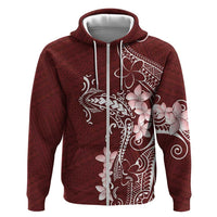 Oxblood Hawaii Hoodie Hammerhead Shark Tattoo Curve Polynesian - Polynesian Pride
