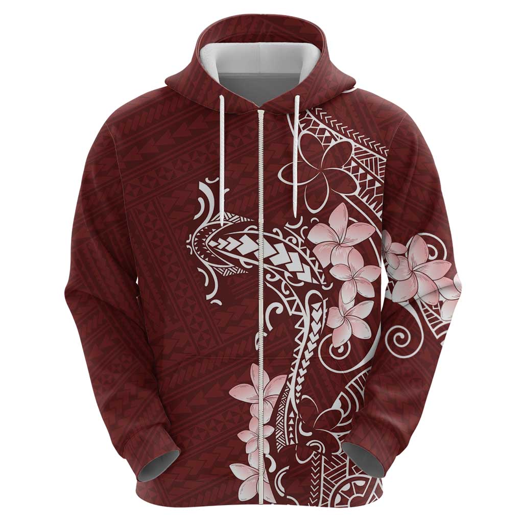 Oxblood Hawaii Hoodie Hammerhead Shark Tattoo Curve Polynesian - Polynesian Pride