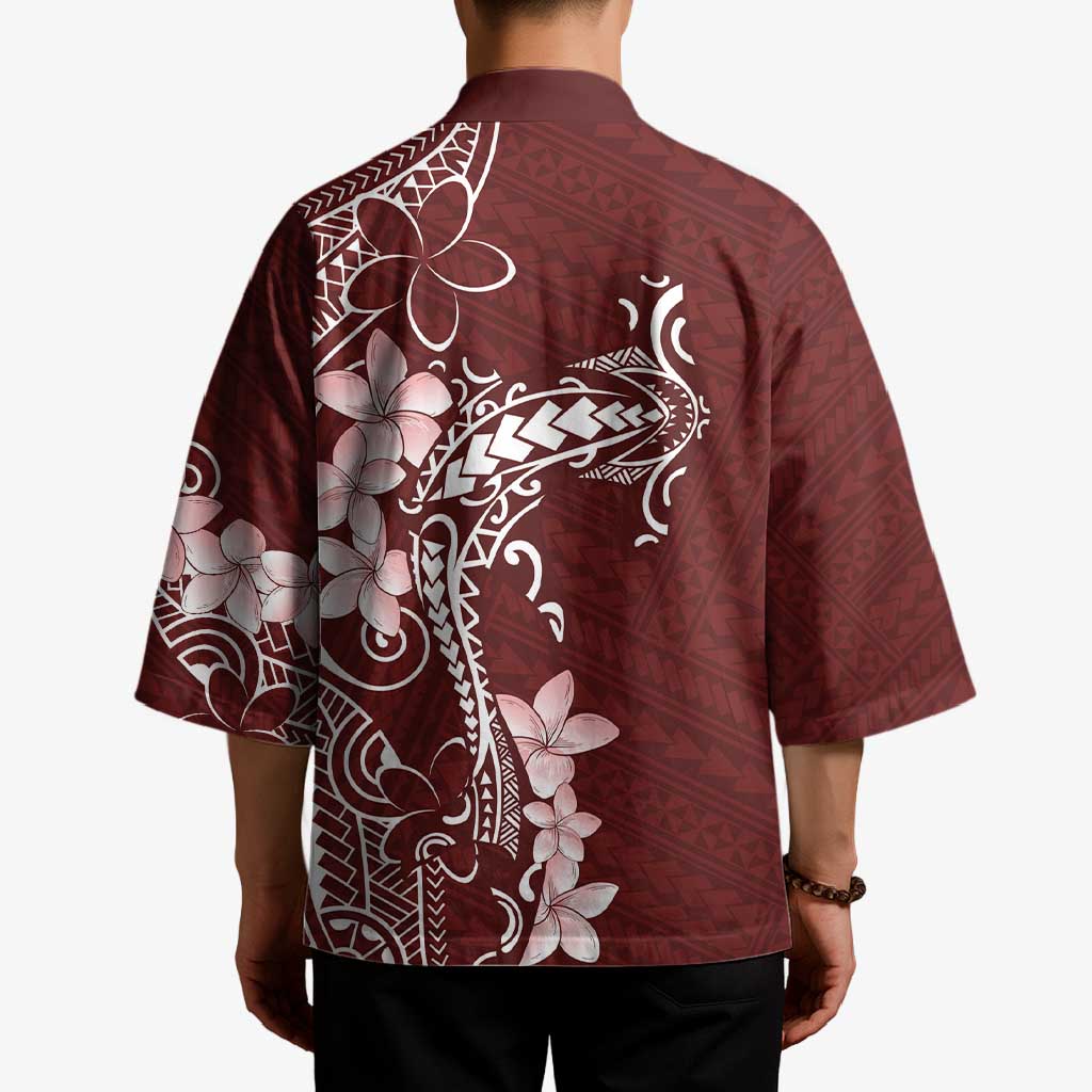 Oxblood Hawaii Kimono Hammerhead Shark Tattoo Curve Polynesian - Polynesian Pride