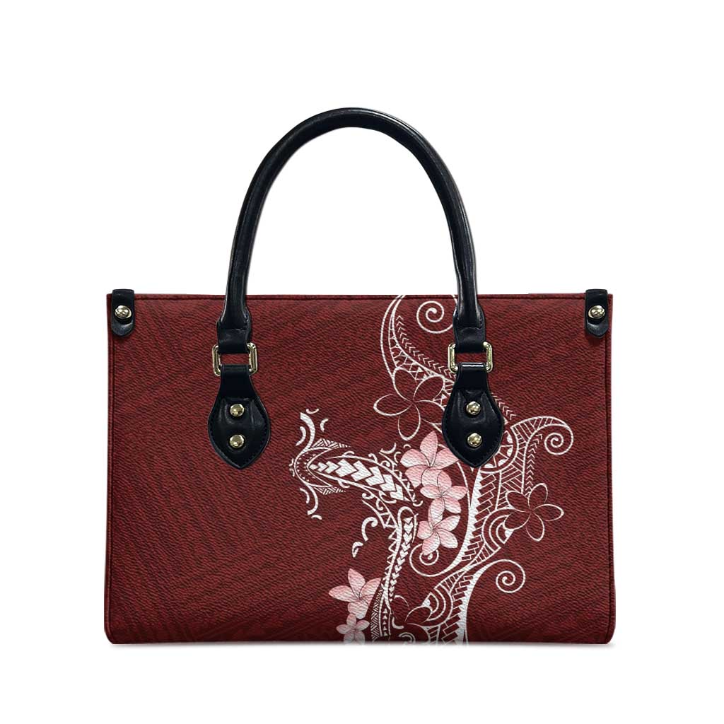 Oxblood Hawaii Leather Bag Hammerhead Shark Tattoo Curve Polynesian - Polynesian Pride