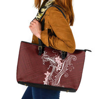 Oxblood Hawaii Leather Tote Bag Hammerhead Shark Tattoo Curve Polynesian - Polynesian Pride