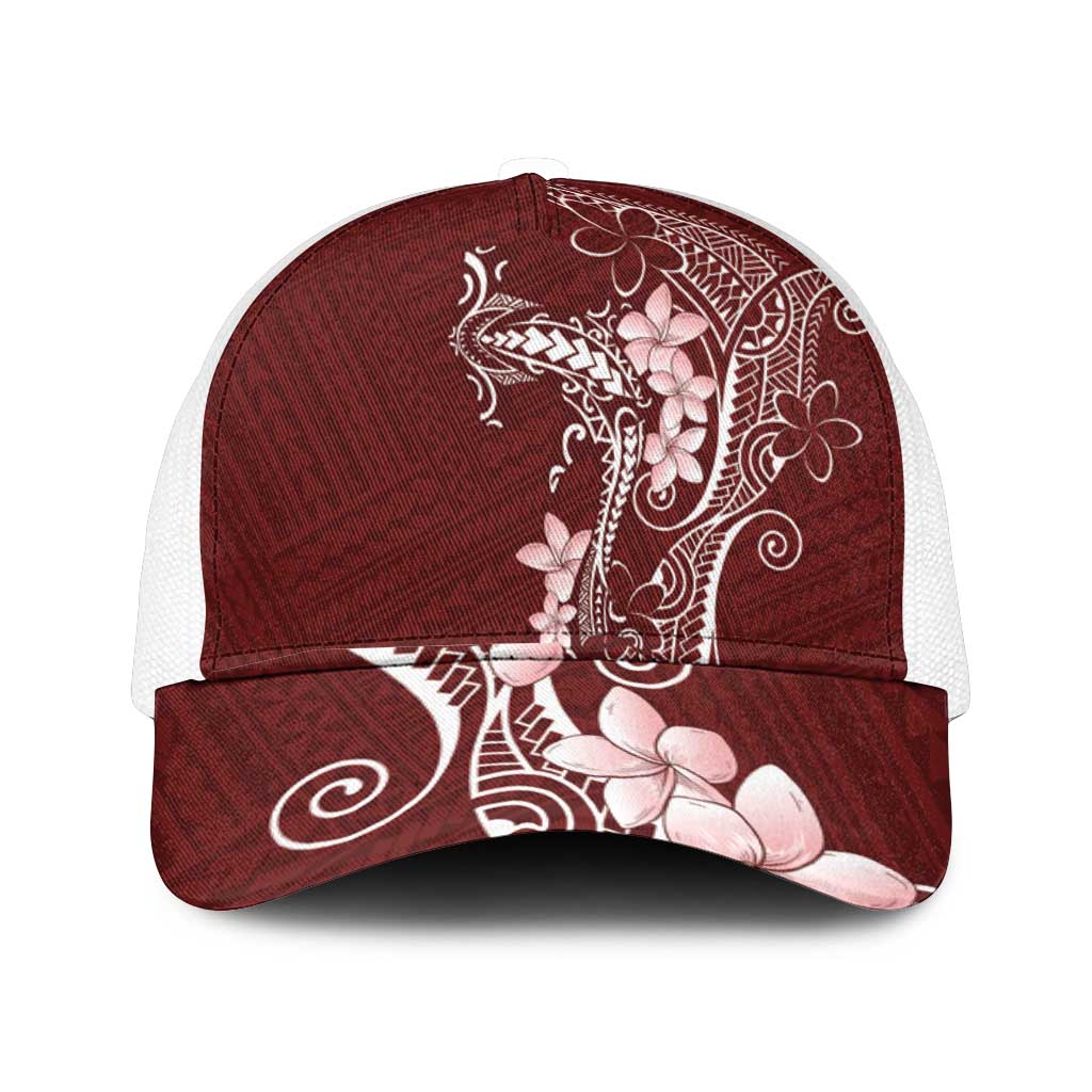 Oxblood Hawaii Mesh Trucker Cap Hammerhead Shark Tattoo Curve Polynesian - Polynesian Pride