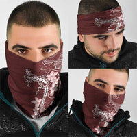 Oxblood Hawaii Neck Gaiter Hammerhead Shark Tattoo Curve Polynesian - Polynesian Pride
