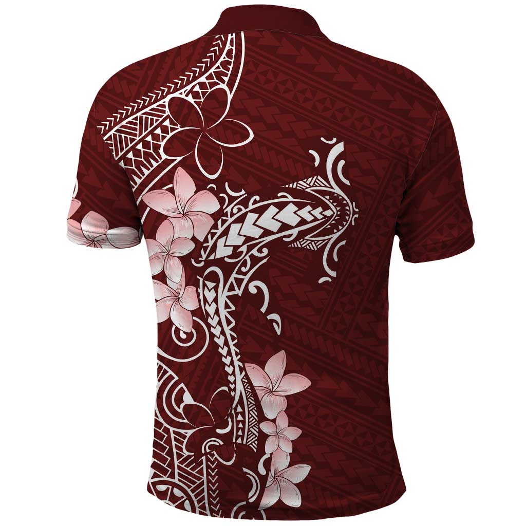 Oxblood Hawaii Polo Shirt Hammerhead Shark Tattoo Curve Polynesian - Polynesian Pride