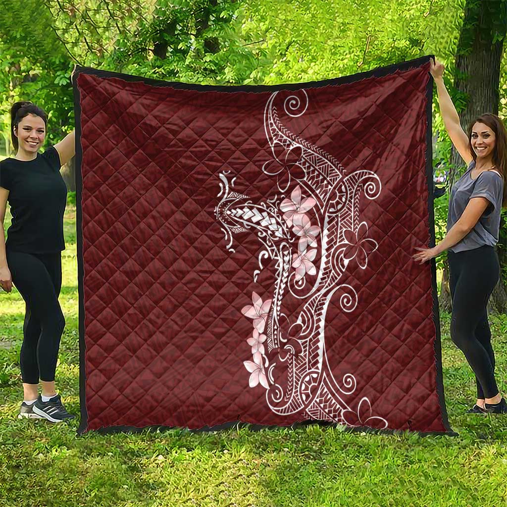 Oxblood Hawaii Quilt Hammerhead Shark Tattoo Curve Polynesian - Polynesian Pride