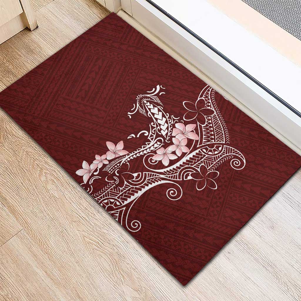 Oxblood Hawaii Rubber Doormat Hammerhead Shark Tattoo Curve Polynesian - Polynesian Pride