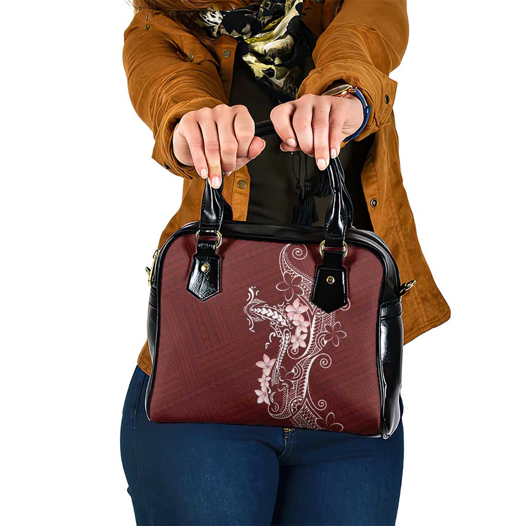 Oxblood Hawaii Shoulder Handbag Hammerhead Shark Tattoo Curve Polynesian - Polynesian Pride