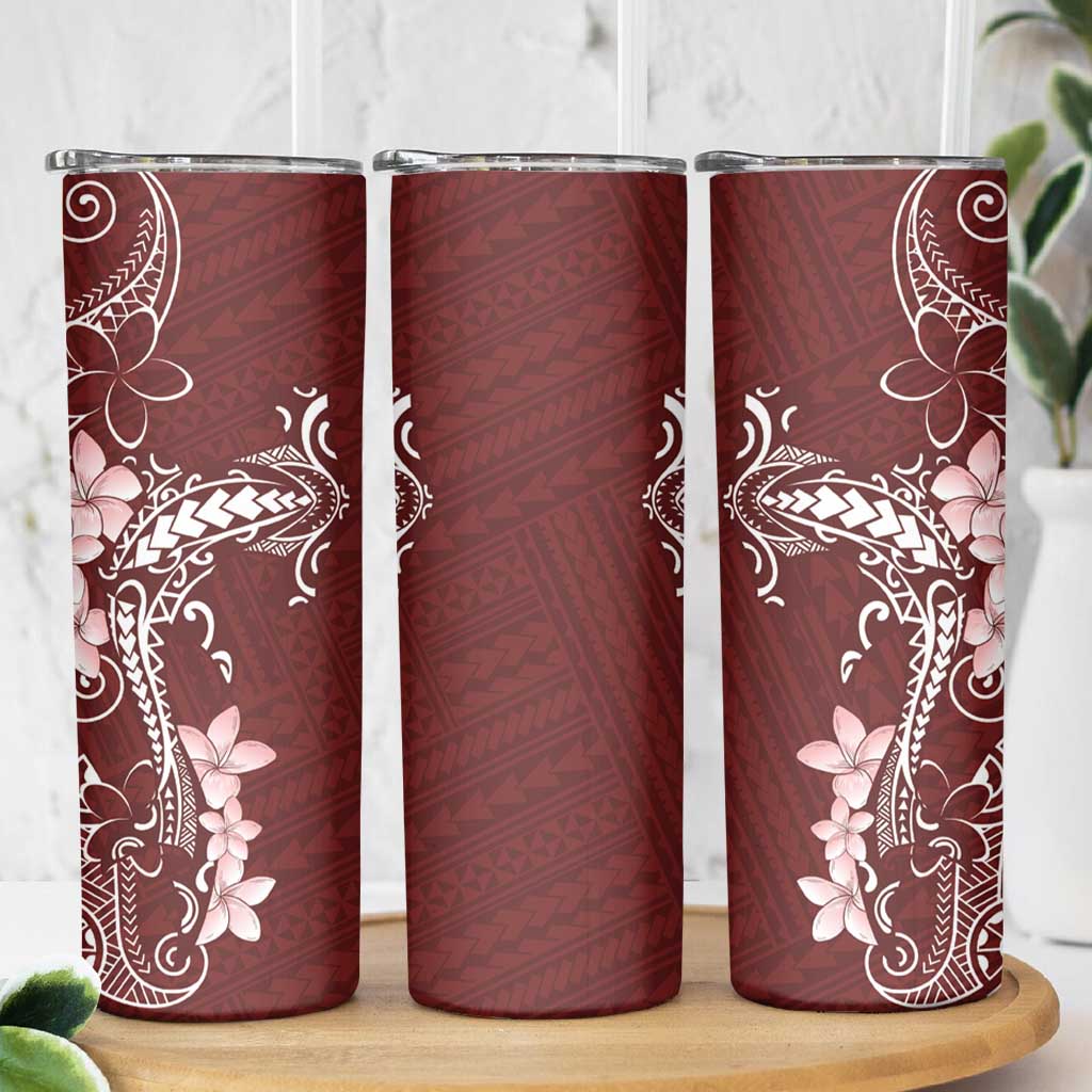 Oxblood Hawaii Skinny Tumbler Hammerhead Shark Tattoo Curve Polynesian - Polynesian Pride