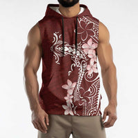Oxblood Hawaii Sleeveless Hoodie Hammerhead Shark Tattoo Curve Polynesian - Polynesian Pride