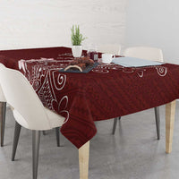 Oxblood Hawaii Tablecloth Hammerhead Shark Tattoo Curve Polynesian - Polynesian Pride