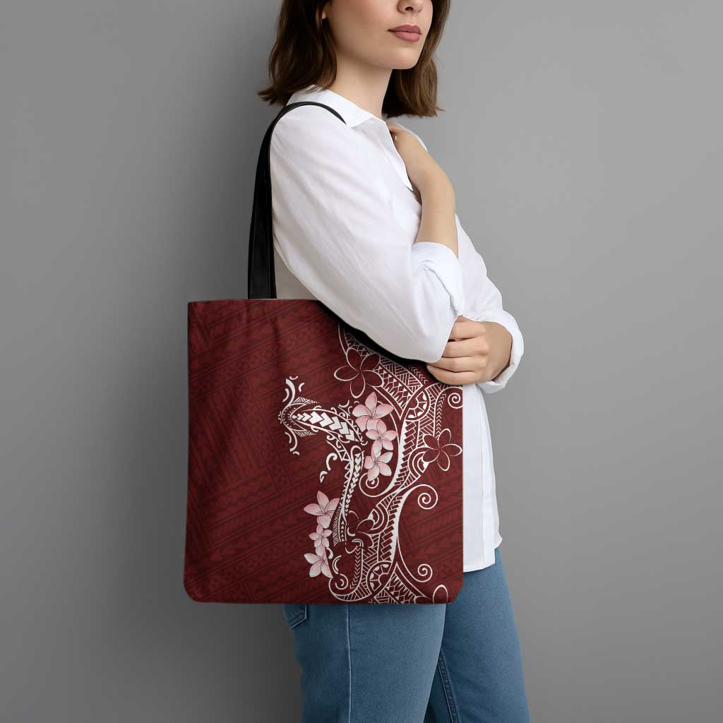 Oxblood Hawaii Tote Bag Hammerhead Shark Tattoo Curve Polynesian - Polynesian Pride