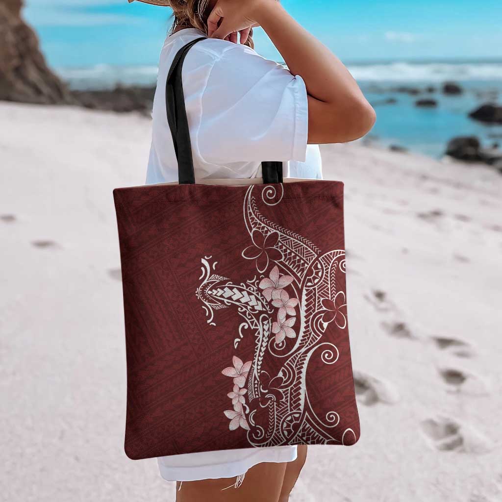 Oxblood Hawaii Tote Bag Hammerhead Shark Tattoo Curve Polynesian - Polynesian Pride