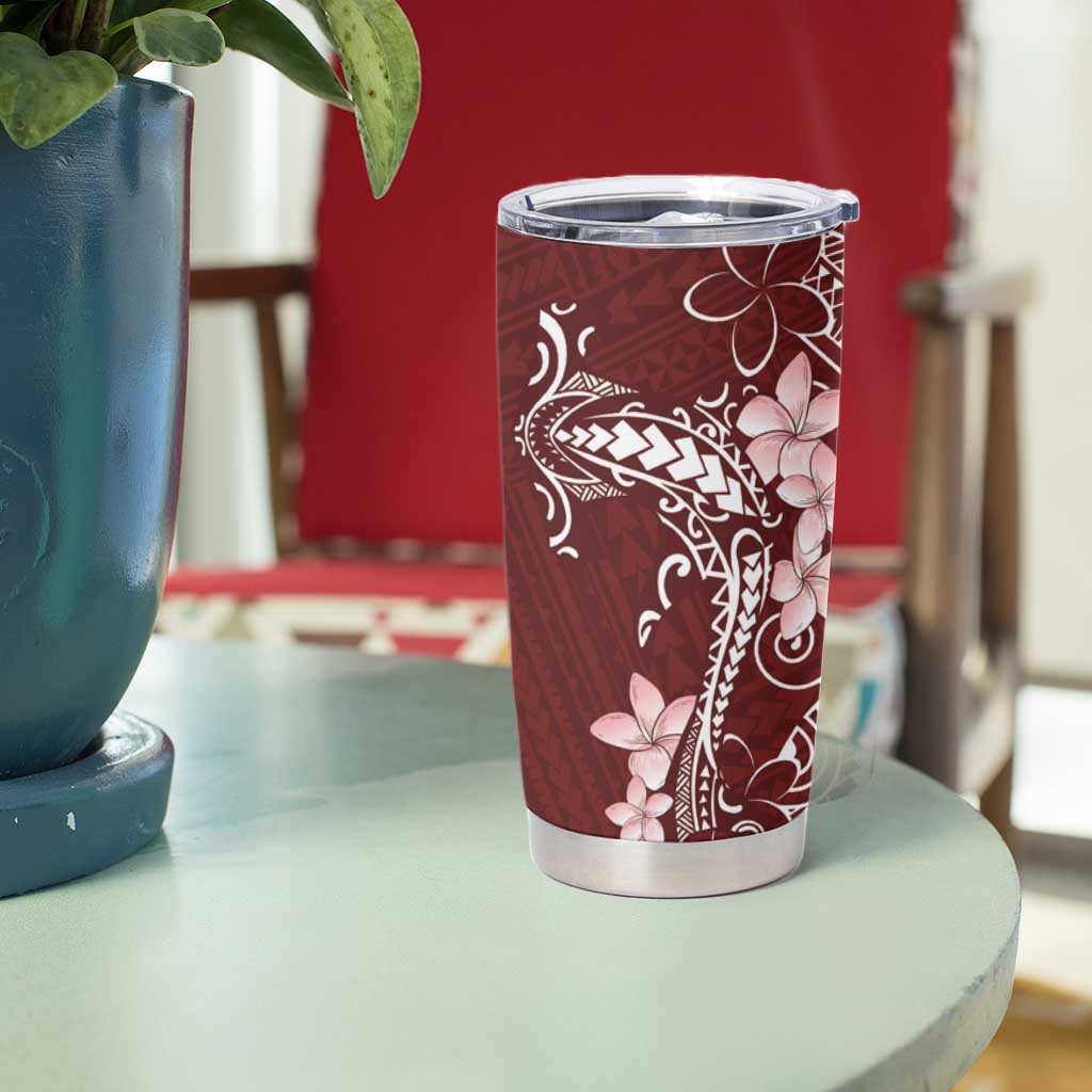 Oxblood Hawaii Tumbler Cup Hammerhead Shark Tattoo Curve Polynesian - Polynesian Pride