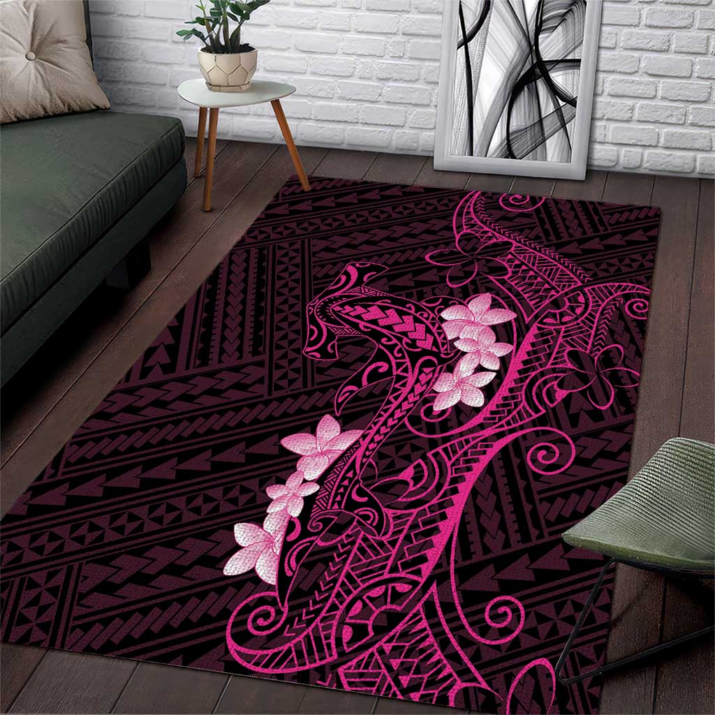 Pink Hawaii Area Rug Hammerhead Shark Tattoo Curve Polynesian - Polynesian Pride