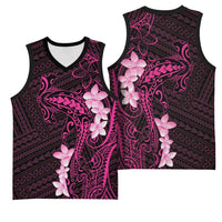 Pink Hawaii Basketball Jersey Hammerhead Shark Tattoo Curve Polynesian - Polynesian Pride