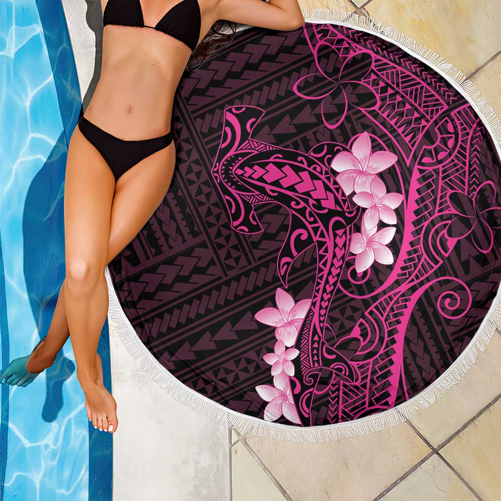 Pink Hawaii Beach Blanket Hammerhead Shark Tattoo Curve Polynesian - Polynesian Pride