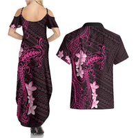 Pink Hawaii Couples Matching Summer Maxi Dress and Hawaiian Shirt Hammerhead Shark Tattoo Curve Polynesian - Polynesian Pride