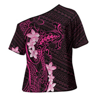Pink Hawaii Cross Shoulder Shirt Hammerhead Shark Tattoo Curve Polynesian - Polynesian Pride