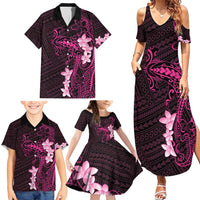 Pink Hawaii Family Matching Summer Maxi Dress and Hawaiian Shirt Hammerhead Shark Tattoo Curve Polynesian - Polynesian Pride