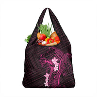 Pink Hawaii Grocery Bag Hammerhead Shark Tattoo Curve Polynesian - Polynesian Pride