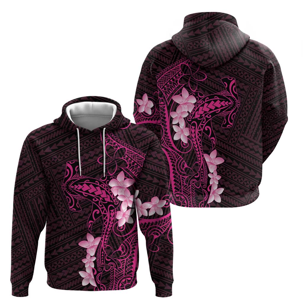 Pink Hawaii Hoodie Hammerhead Shark Tattoo Curve Polynesian - Polynesian Pride