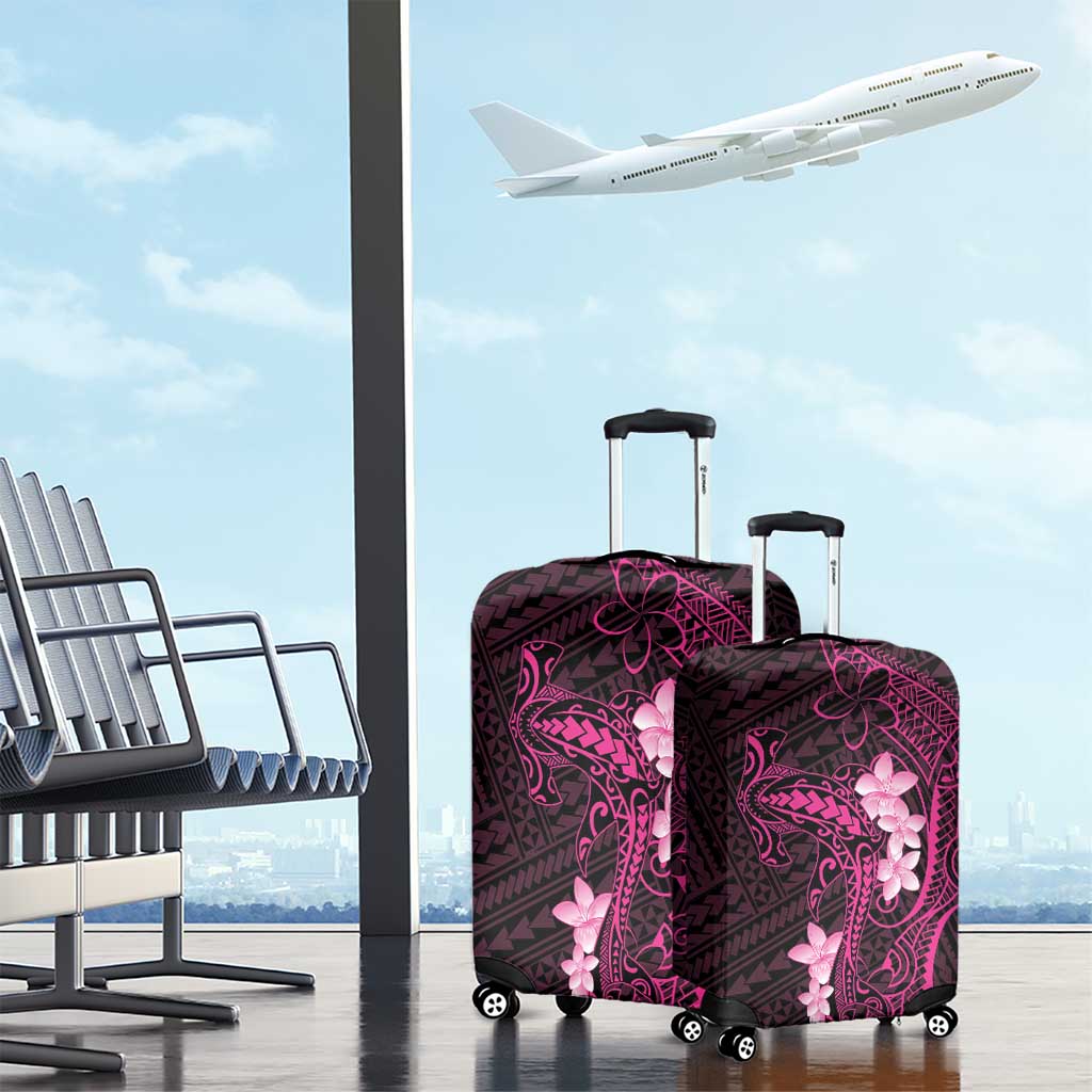 Pink Hawaii Luggage Cover Hammerhead Shark Tattoo Curve Polynesian - Polynesian Pride