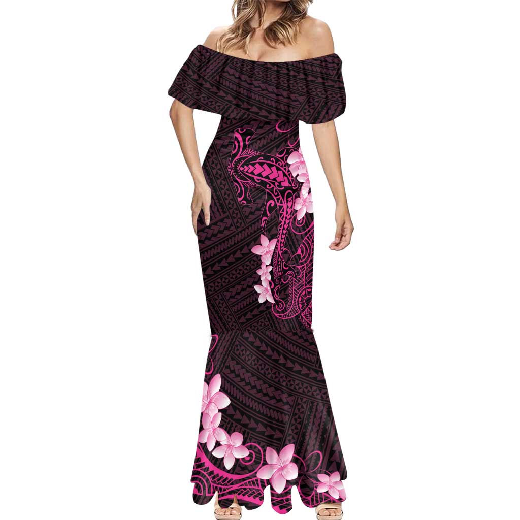 Pink Hawaii Mermaid Dress Hammerhead Shark Tattoo Curve Polynesian - Polynesian Pride