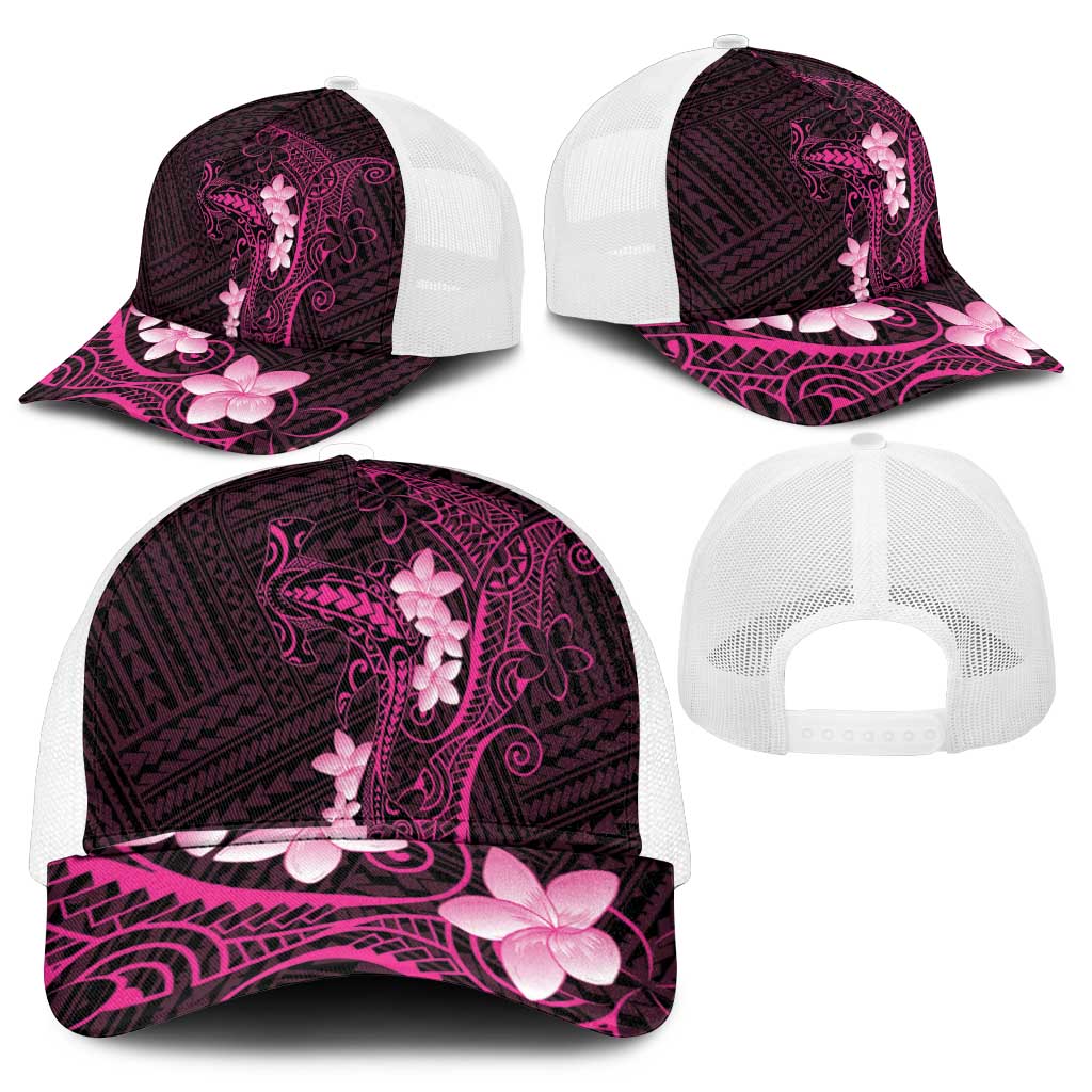 Pink Hawaii Mesh Trucker Cap Hammerhead Shark Tattoo Curve Polynesian - Polynesian Pride