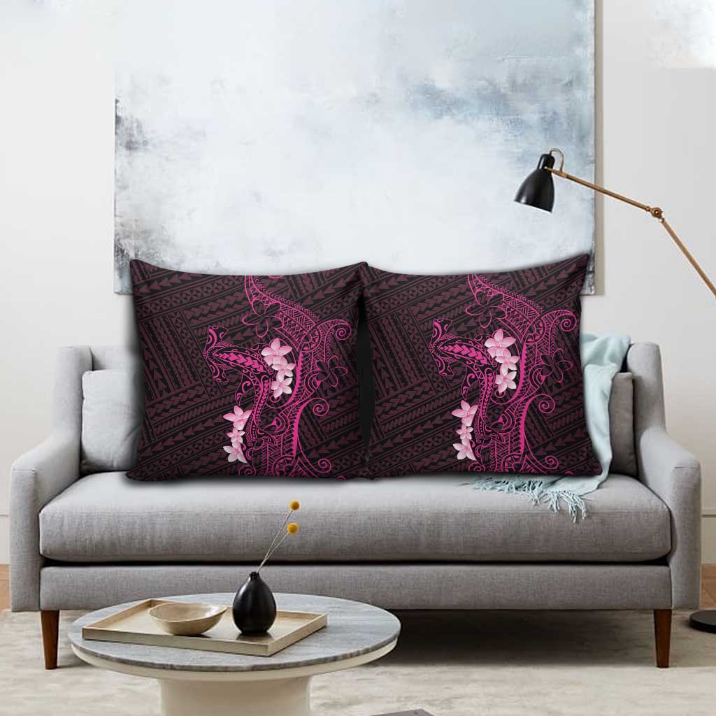 Pink Hawaii Pillow Cover Hammerhead Shark Tattoo Curve Polynesian - Polynesian Pride