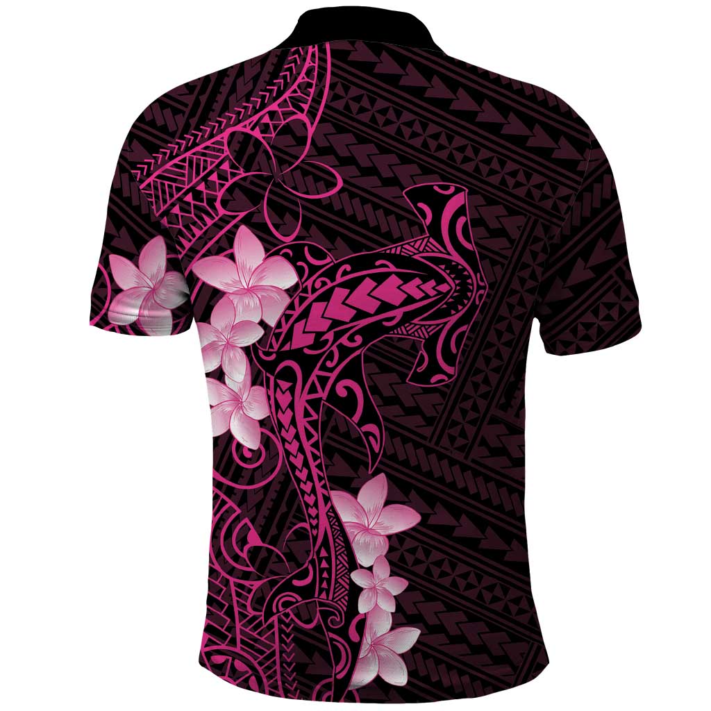 Pink Hawaii Polo Shirt Hammerhead Shark Tattoo Curve Polynesian - Polynesian Pride