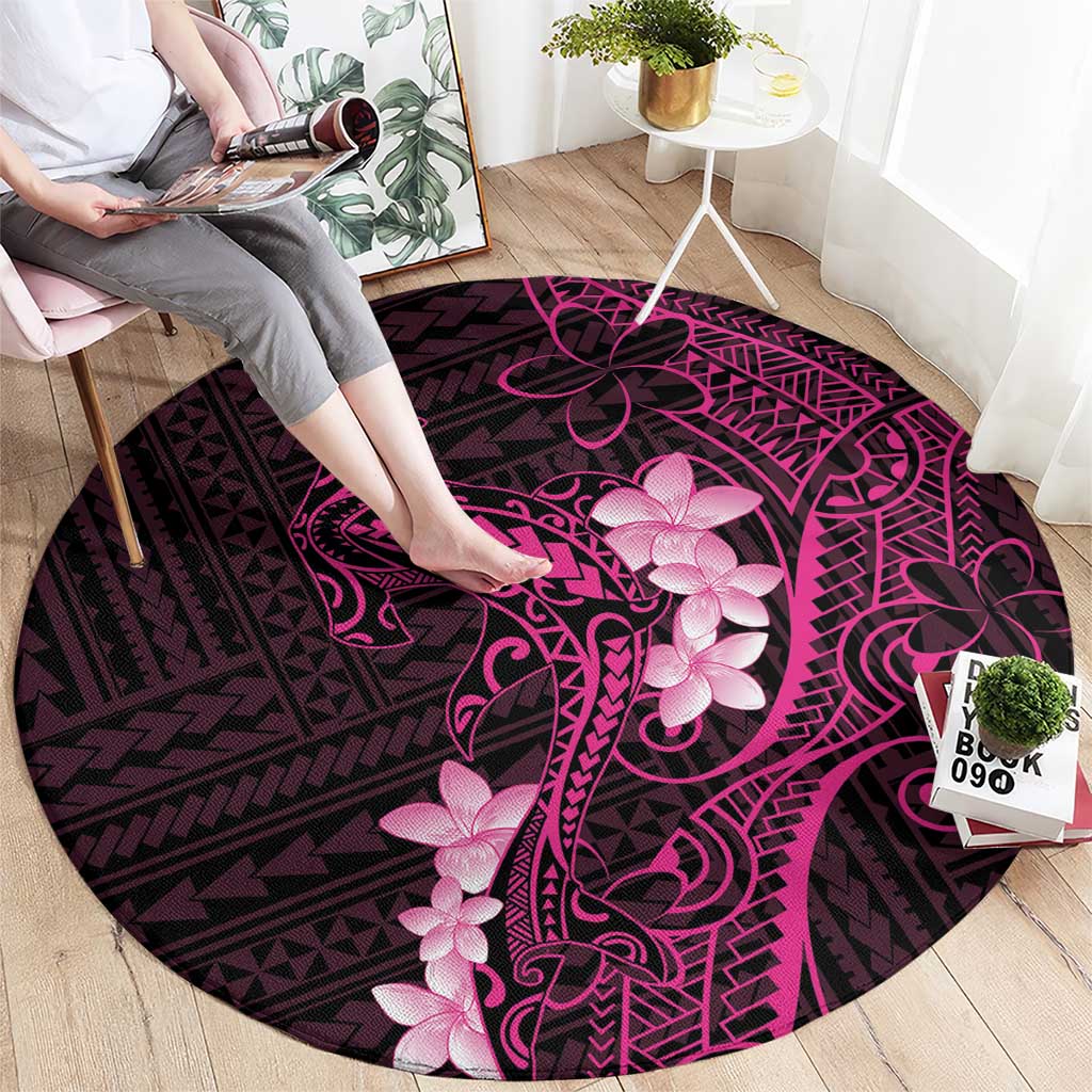 Pink Hawaii Round Carpet Hammerhead Shark Tattoo Curve Polynesian - Polynesian Pride