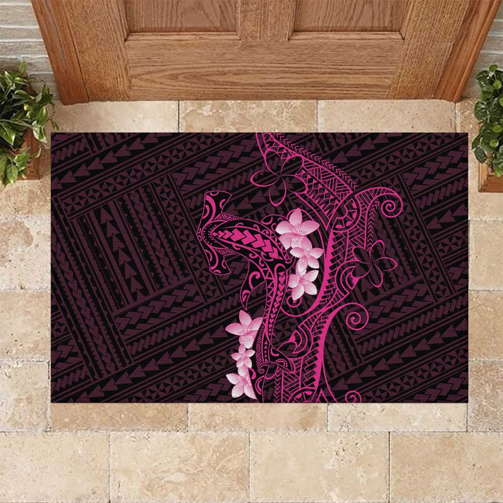 Pink Hawaii Rubber Doormat Hammerhead Shark Tattoo Curve Polynesian - Polynesian Pride