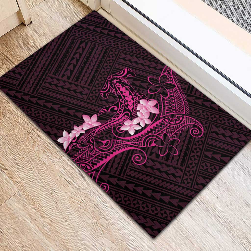 Pink Hawaii Rubber Doormat Hammerhead Shark Tattoo Curve Polynesian - Polynesian Pride
