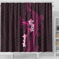 Pink Hawaii Shower Curtain Hammerhead Shark Tattoo Curve Polynesian - Polynesian Pride