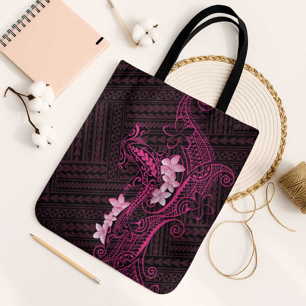 Pink Hawaii Tote Bag Hammerhead Shark Tattoo Curve Polynesian - Polynesian Pride